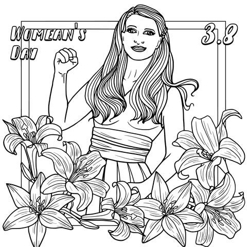 International Women's Day - themed Coloring Page Illustration