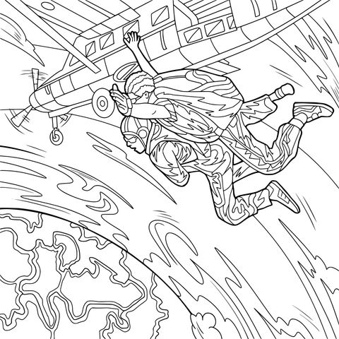 Thrilling Skydiving Scene Coloring Page