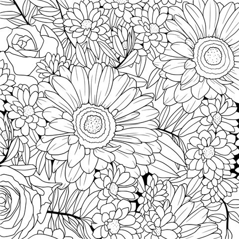 Colorful Flower Coloring Page