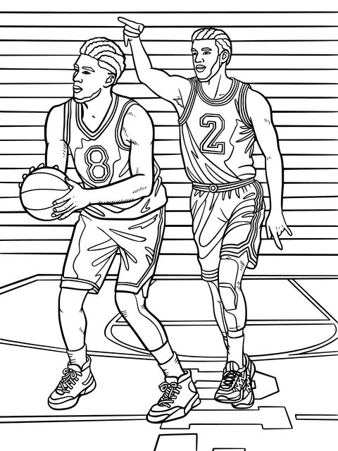 Basketball Players Coloring Page