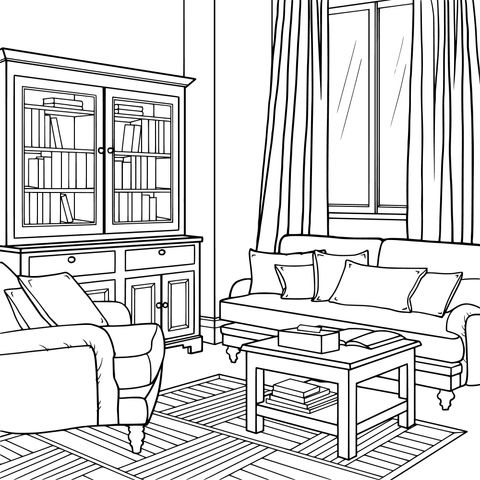 Cozy Living Room Coloring Page