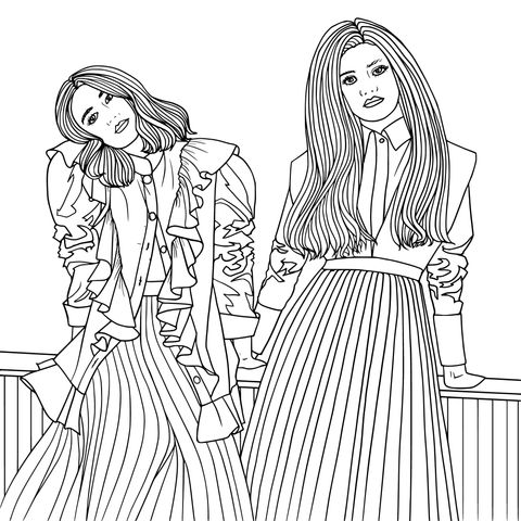 Fashionable Girls Coloring Page