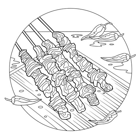 Delicious Skewered Meat Coloring Page