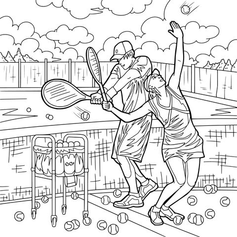 Tennis - themed Coloring Page