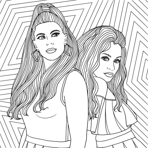 Twin Stylish Girls Coloring Page