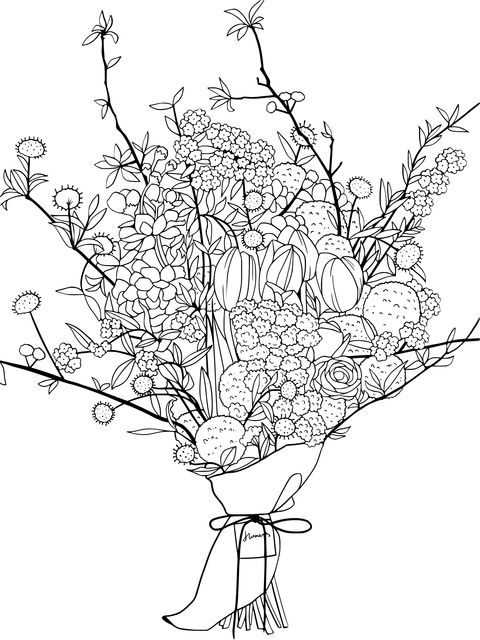 Colorful Bouquet Coloring Page