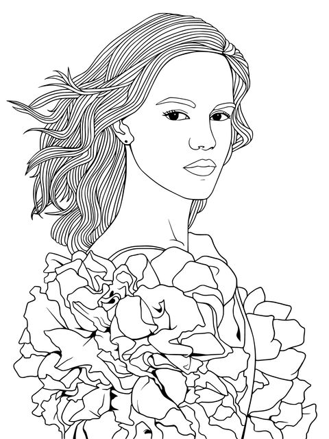 Fashionable Female Illustration Coloring Page