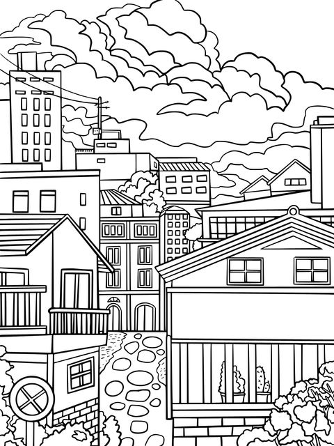 Colorful Cityscape Coloring Page