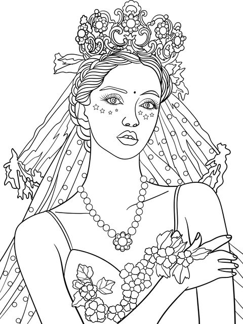 Beautiful Blue - Attired Woman Coloring Page