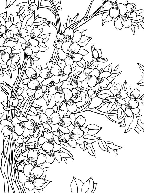 Full - bloom Tree Coloring Page