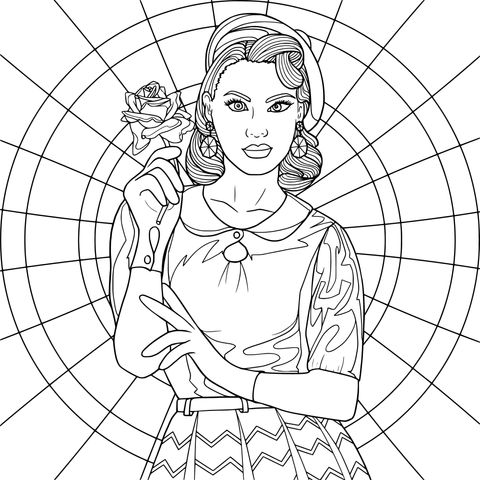 Vintage - style Woman Coloring Page