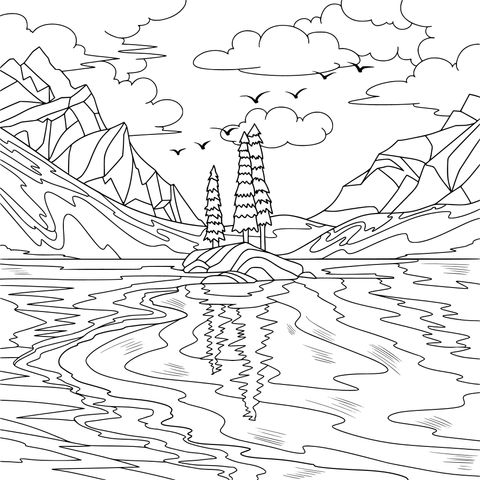 Beautiful Landscape Scenery Coloring Page