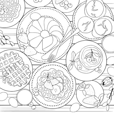 Delicious Breakfast Coloring Page