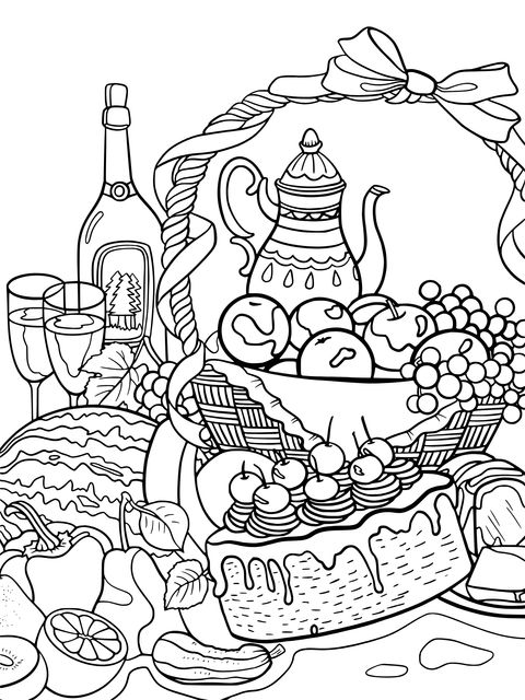 Food and Drinks Coloring Page