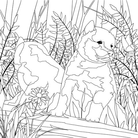 Adorable Puppies in the Forest Coloring Page