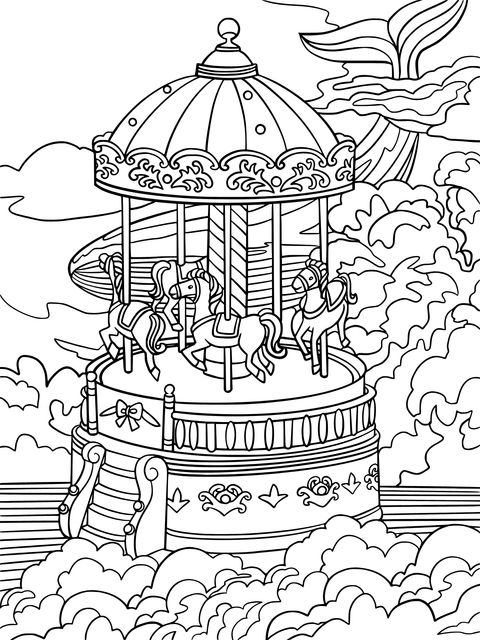 Dreamy Carousel Coloring Page