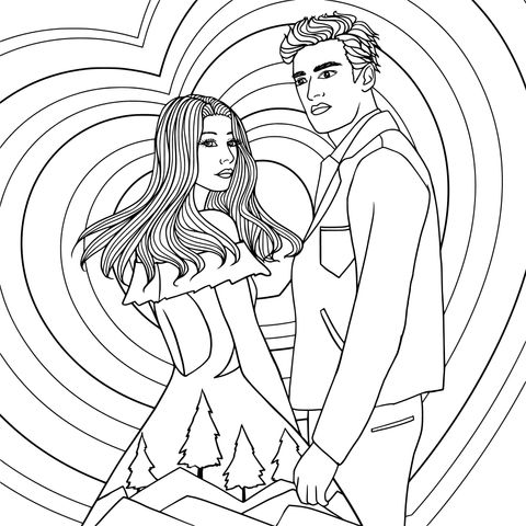 Romantic Couple Coloring Page