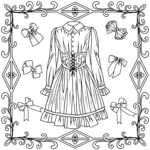 Illustration of a dress with bow - tie decorations