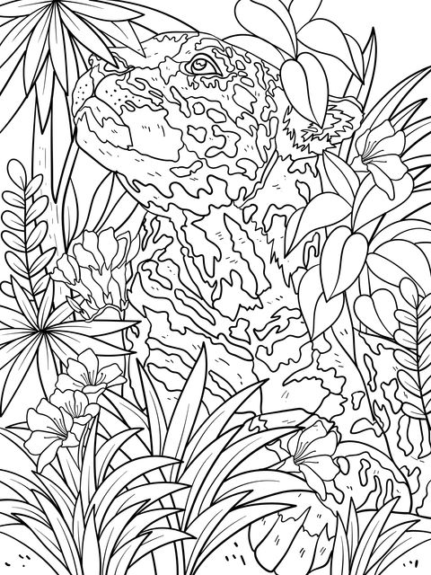 Little Leopard in the Jungle Coloring Page