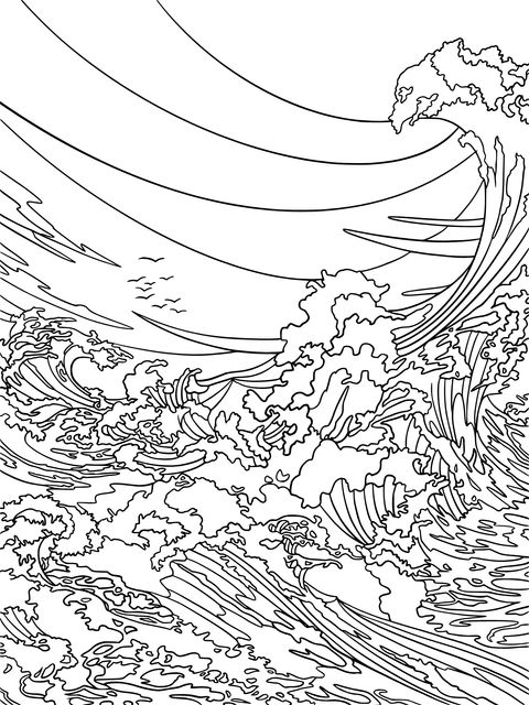 Ocean Wave Coloring Page