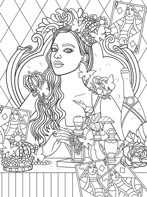 Queen - themed Coloring Page Illustration