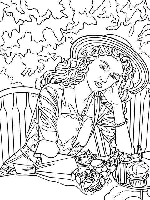 Relaxing Afternoon Tea Time Coloring Page