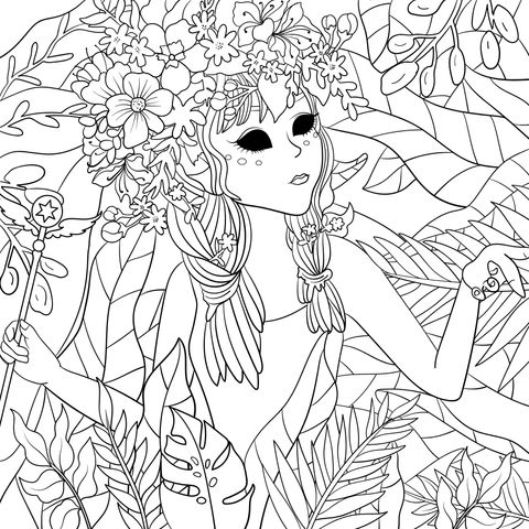 Fantasy Forest Fairy Coloring Page