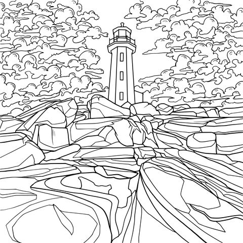 Red Lighthouse on Rocks