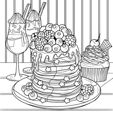 Delicious Desserts Coloring Page