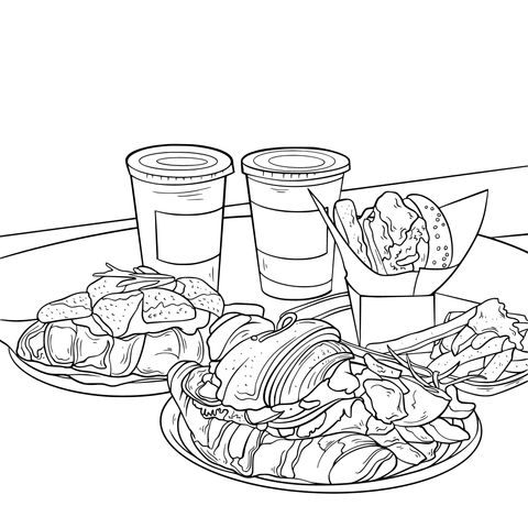 Delicious Breakfast and Lunch Coloring Page