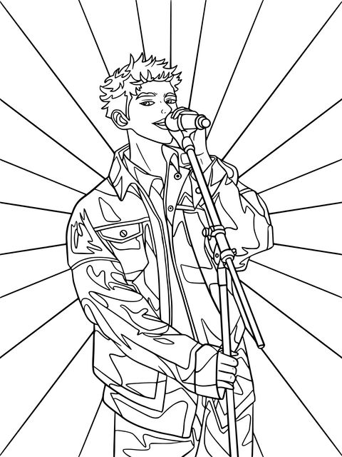 Dynamic Singer Coloring Page: A Charismatic Performing Image