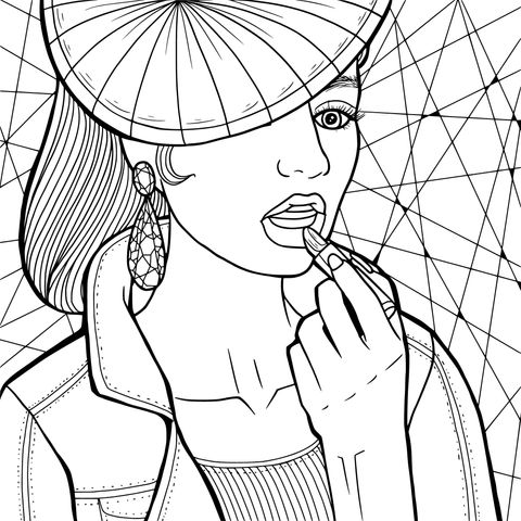 Fashionable Woman Coloring Page: Paint the Charming Moment