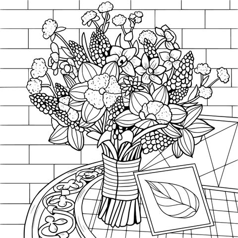 Colorful Flower Coloring Page Illustration