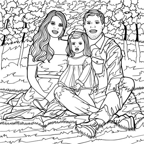 Family Picnic Coloring Page