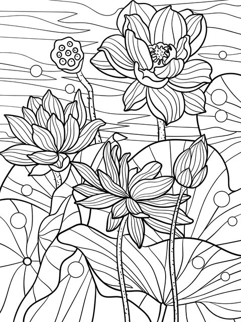 Dreamy Lotus Coloring Page