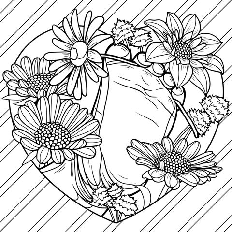 Página para colorear de pie y patrones de flores