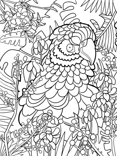 Colorful Parrot Coloring Page