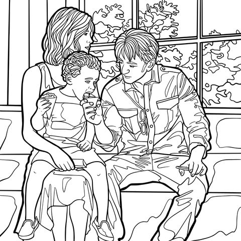 Cozy Family Moment Coloring Page