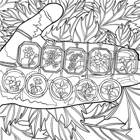 Hand with Floral Jewelry Coloring Page