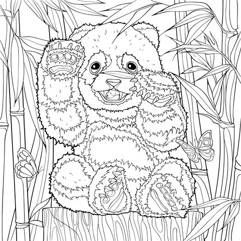 Adorable Panda Coloring Page Illustration