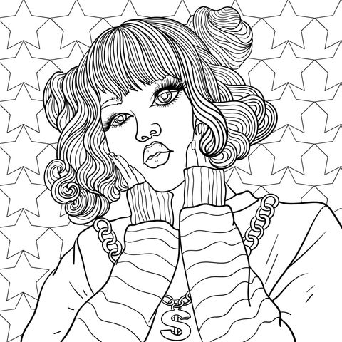 Colorful Fashion Girl Coloring Page