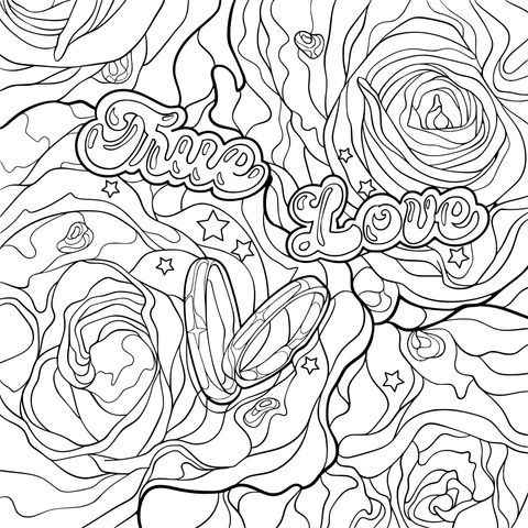 True Love - Themed Coloring Page