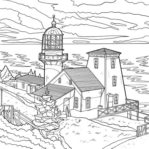 Lighthouse and Cottages by the Sea