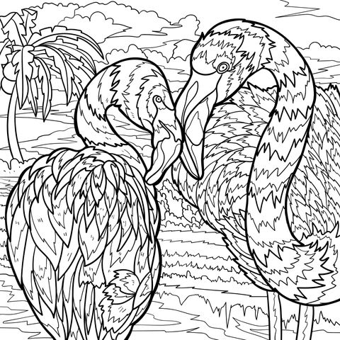 Flamingo - themed Coloring Page