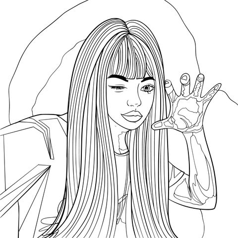 Fashionable Girl Illustration Coloring Page