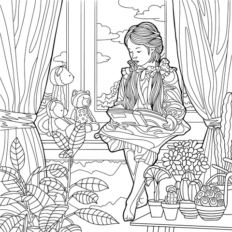 Girl reading by the window