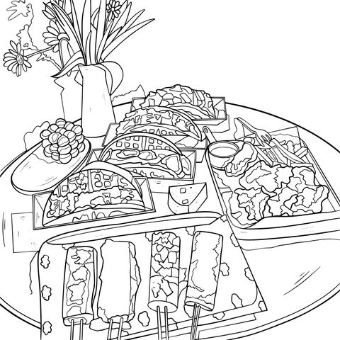 Delicious Snacks Coloring Page