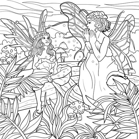 Dreamy Fairy - themed Coloring Page