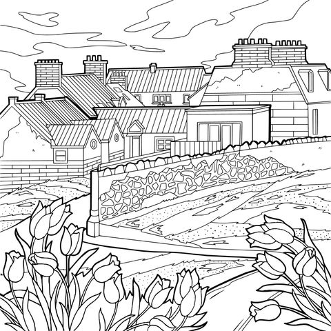 Rural Landscape Coloring Page