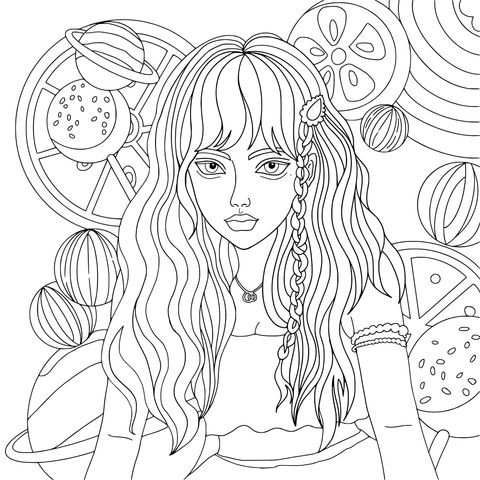 Dreamy Girl - themed Coloring Page